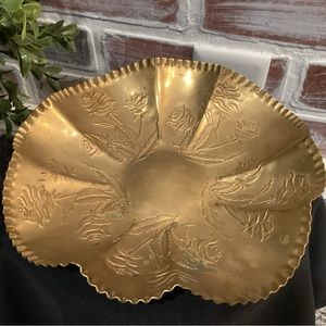 Solid Brass Scalloped Designed Stamped Bowl Crimped Edging - Unique